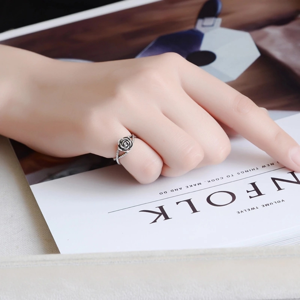NEW S925 Rose Flower Adjustable Ring - Picture 1 of 6